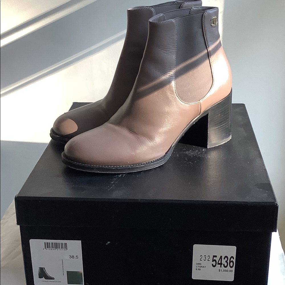 Chanel ankle length bootie in taupe